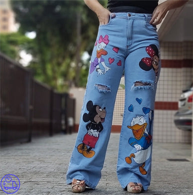 Calça Jeans Iluminação Colorida