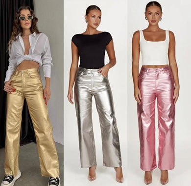Calça laminada