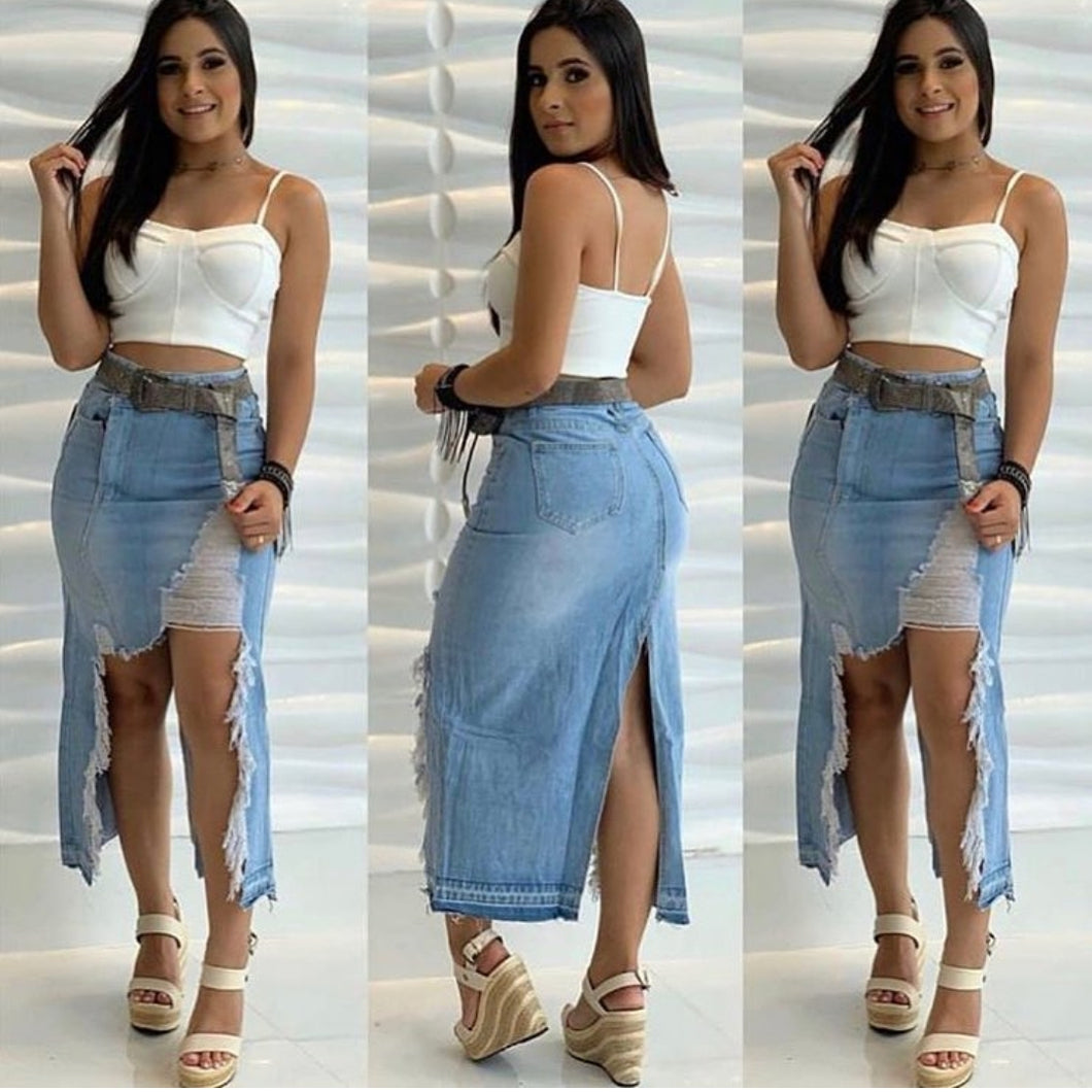 Saia Midi Customizada Stephany Brilho Natural