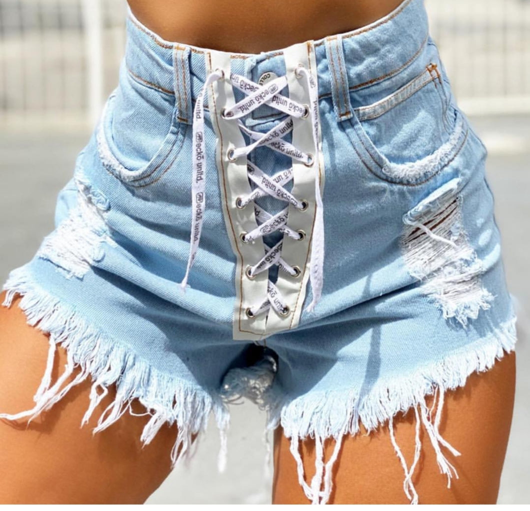 Shorts Jeans Cadarço