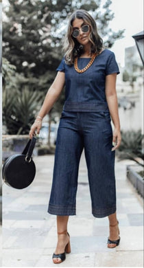 Calça pantacourt jeans