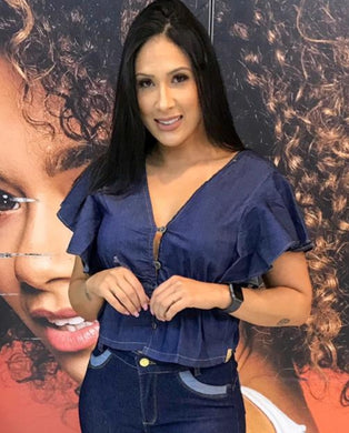 Cropped Jeans Babado