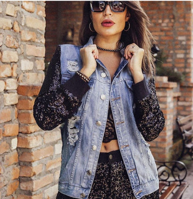 Jaqueta jeans paete Las Vegas