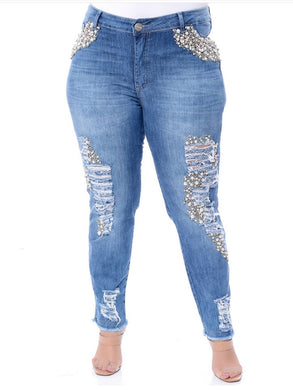 Calça bordada plus size maravilha