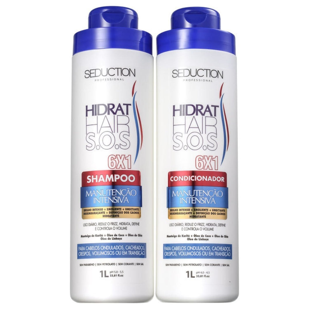 Jota & Ene Seduction Pro  Hidrat Hair SOS 6 x 1 - Kit Shampoo e Condicionador 2000 ml