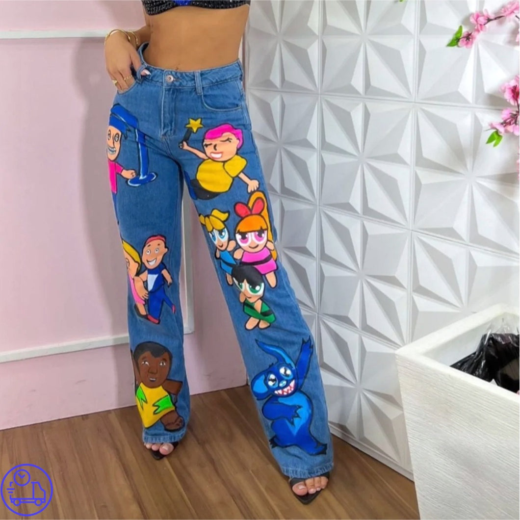 Calça Jeans Cartoon