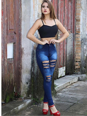 Calça Jeans com Lycra Customizada