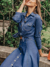 Carregar imagem no visualizador da galeria, Saia midi jeans