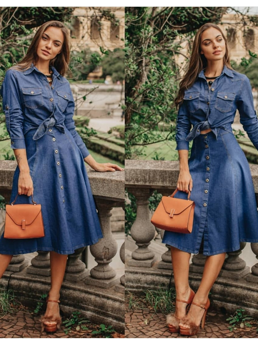 Saia midi jeans