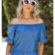 Carregar imagem no visualizador da galeria, Blusa Ciganinha Jeans Augusta