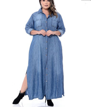 Carregar imagem no visualizador da galeria, Vestido jeans longo plus bellas