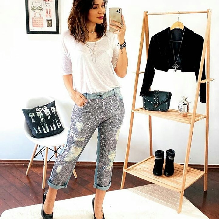Calça Jeans Paetê Karina