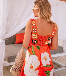 Vestido em crochê com viscose