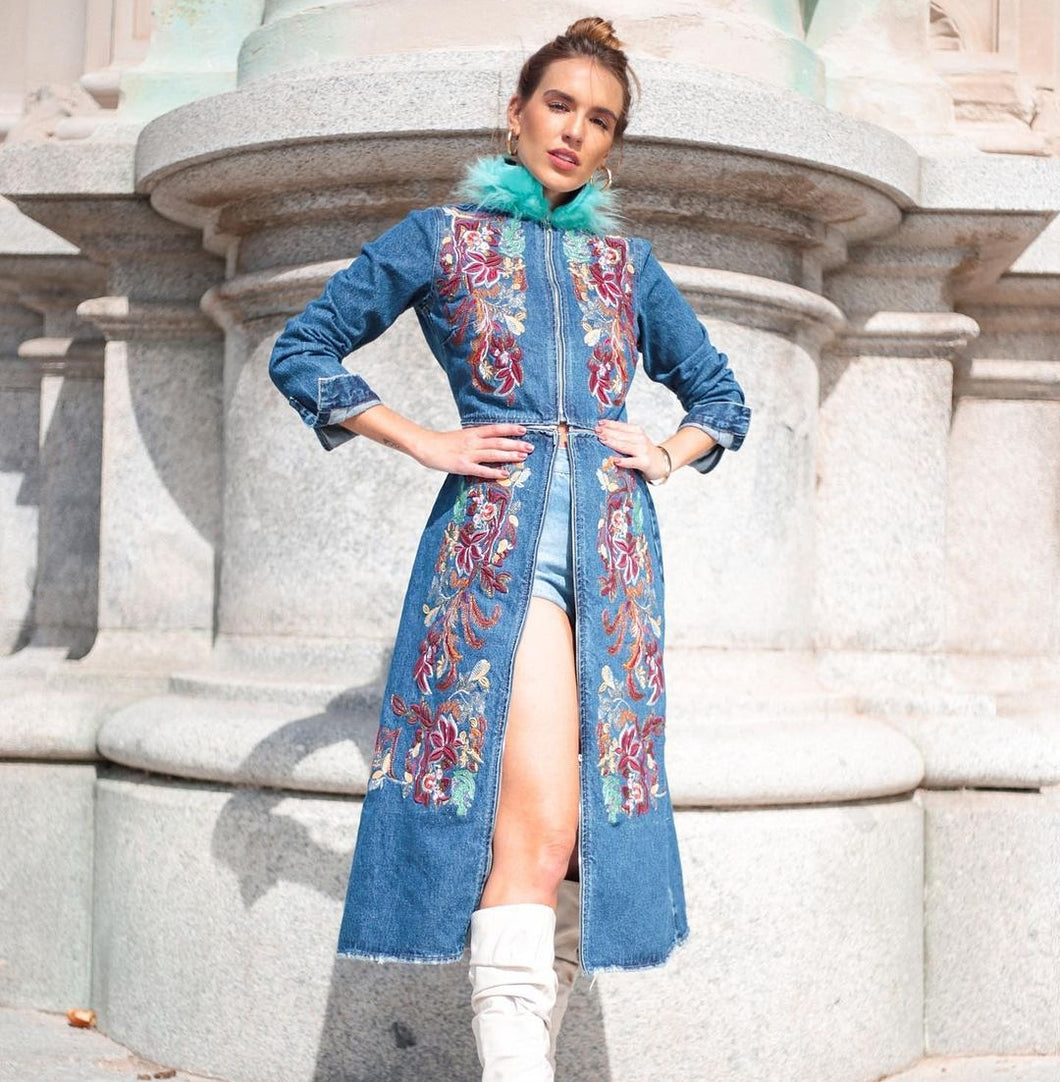 Casaco jeans bordado Noélia