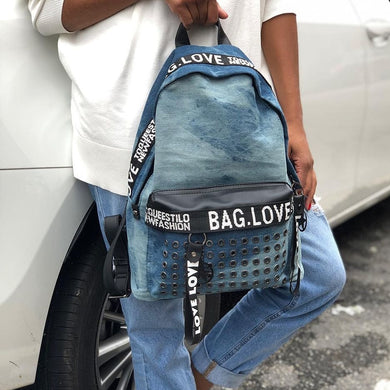 Mochila jeans bag love
