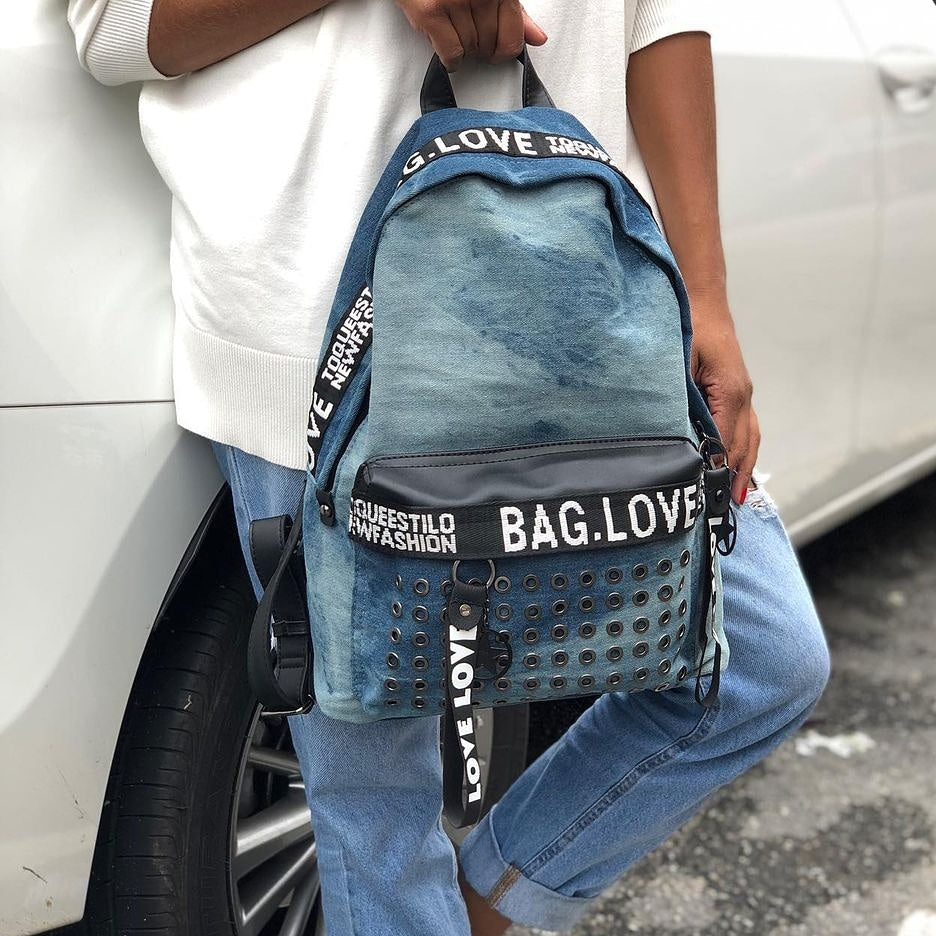 Mochila jeans bag love