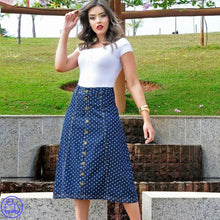 Carregar imagem no visualizador da galeria, Saia Jeans Poá Midi # 445187