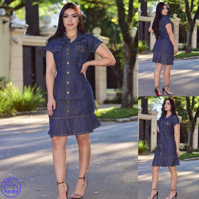 Vestido Jeans Poá Cristina