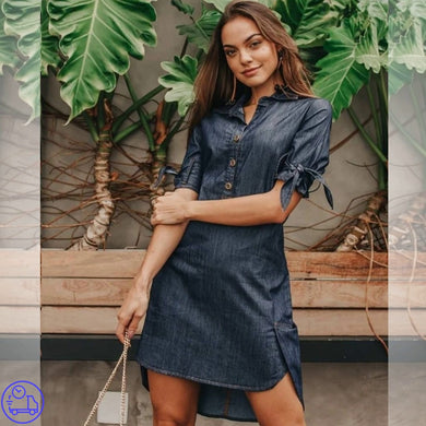 Vestido Jeans Mullet Laços