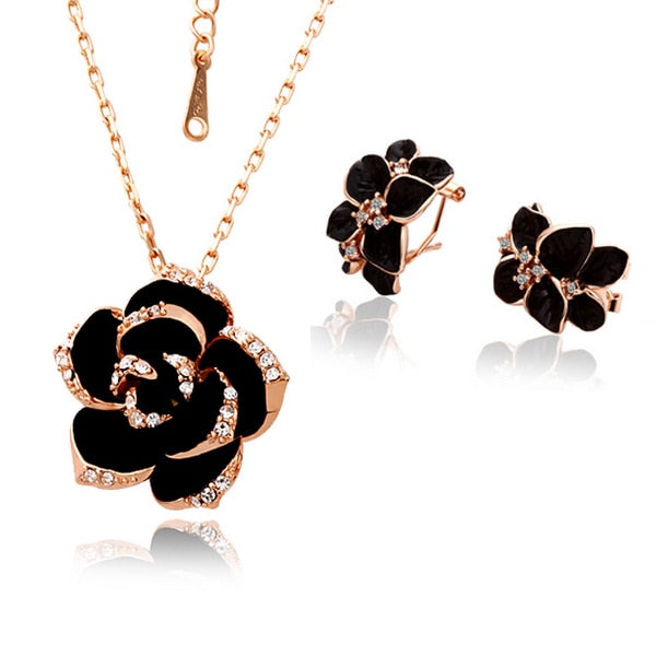 Colar e Brincos Black Rose # 82606.8090