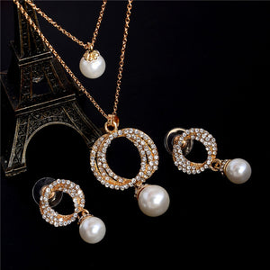 Colar e Brincos Bridge Crystal Gold  Silver # IO21.8090